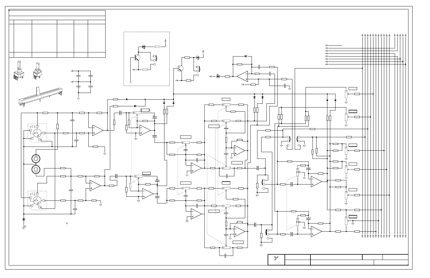 Schematic-m1119-pm16-2-pm22-2-inputs 2/2, Stereo inputs, M1119.pcb_pot_list | As_of knob part# function ref, Model(s), Pm16/22, Clp/mute | Yorkville PowerMAX22-2 User Manual | Page 16 / 49
