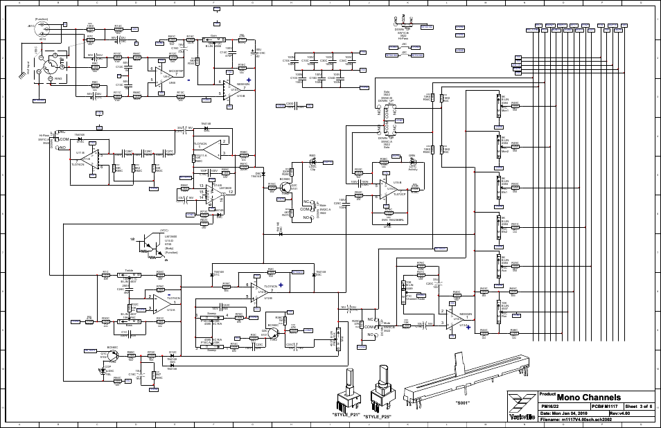 Schematic-m1117-pm16-2-monochannels 3/6, Mono channels, Style_p21 | No com nc | Yorkville PowerMAX22-2 User Manual | Page 7 / 49
