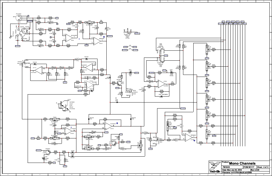 Schematic-m1117-pm16-2-monochannels 4/6, Mono channels, 1t 3 b | 4t 6 b, No com nc | Yorkville PowerMAX22-2 User Manual | Page 8 / 49