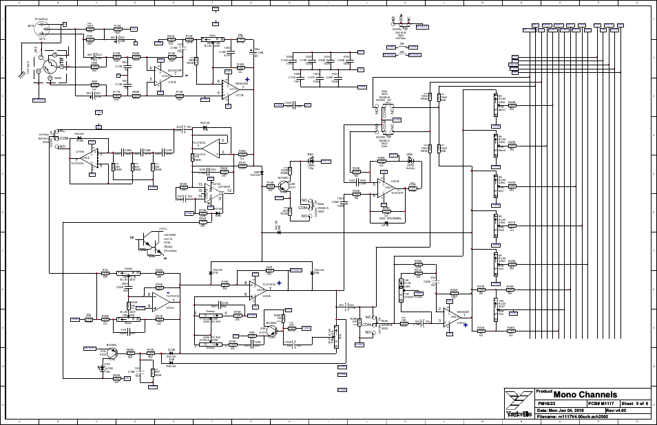 Schematic-m1117-pm16-2-monochannels 5/6, Mono channels, No com nc | Yorkville PowerMAX22-2 User Manual | Page 9 / 49