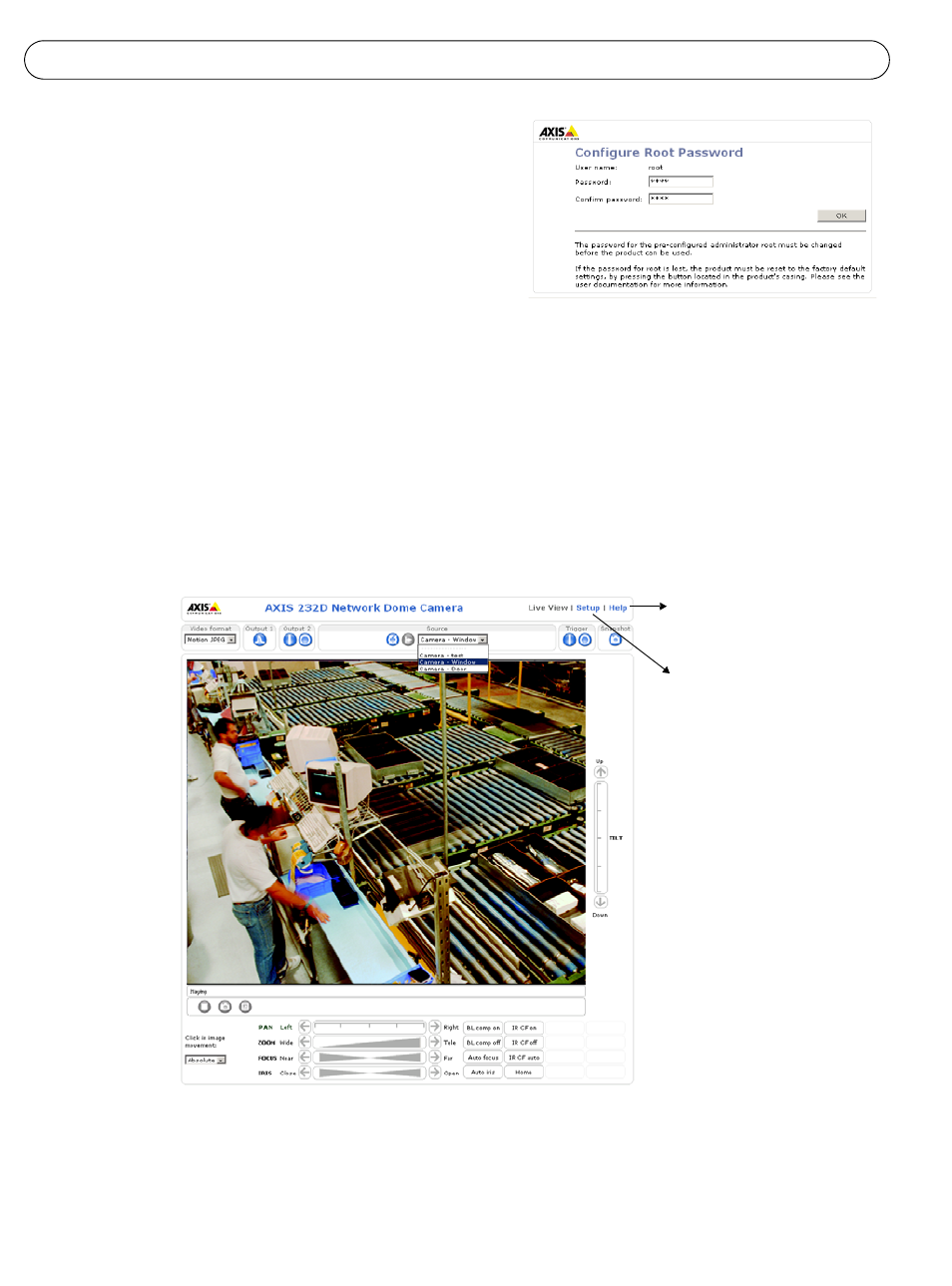 Setting the password | Axis Communications 232D User Manual | Page 12 / 55