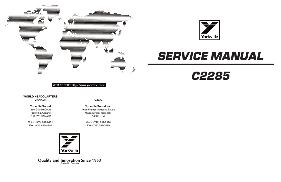 Yorkville C2285 User Manual | 6 pages