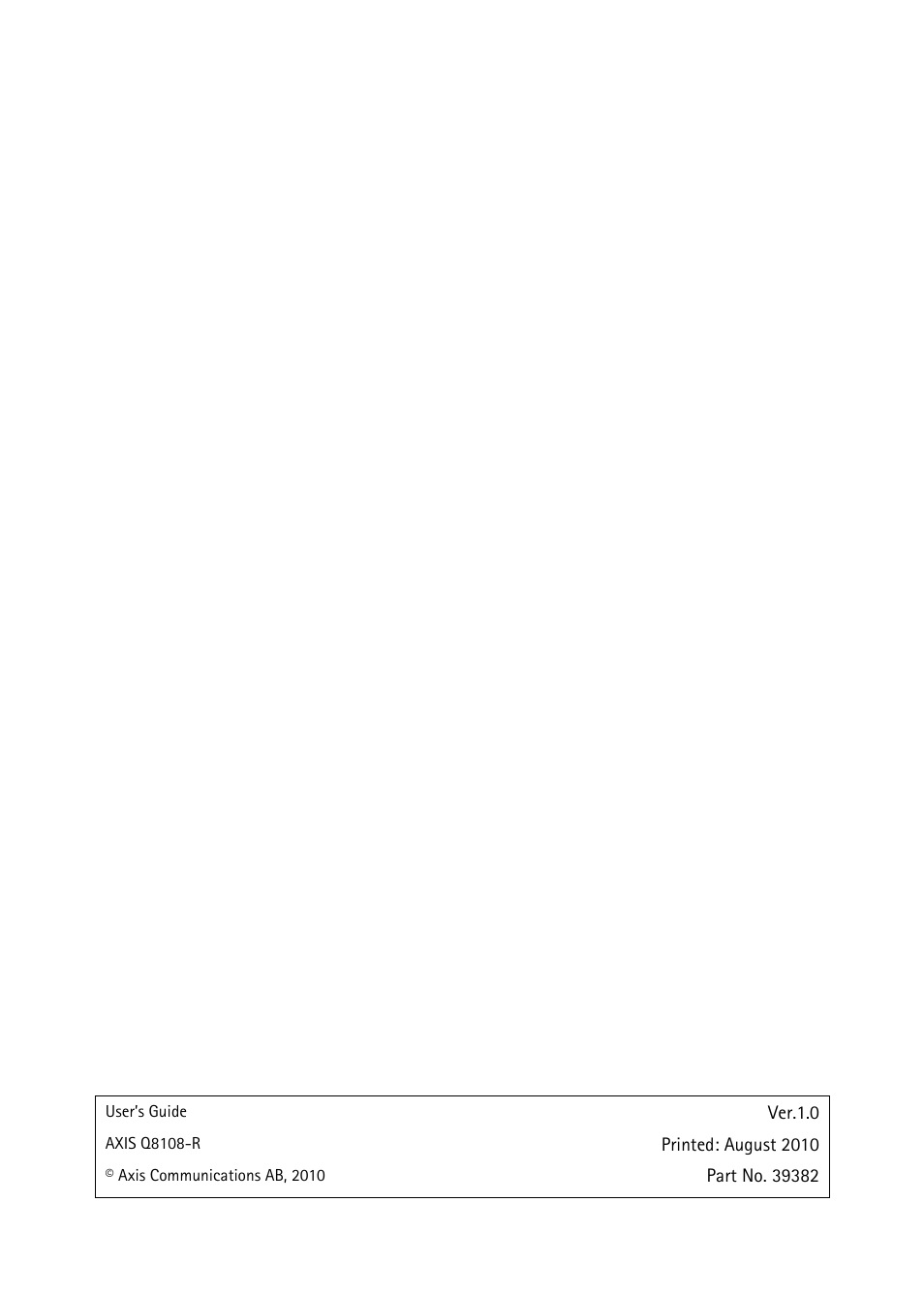 Axis Communications Q8108-R User Manual | Page 18 / 18