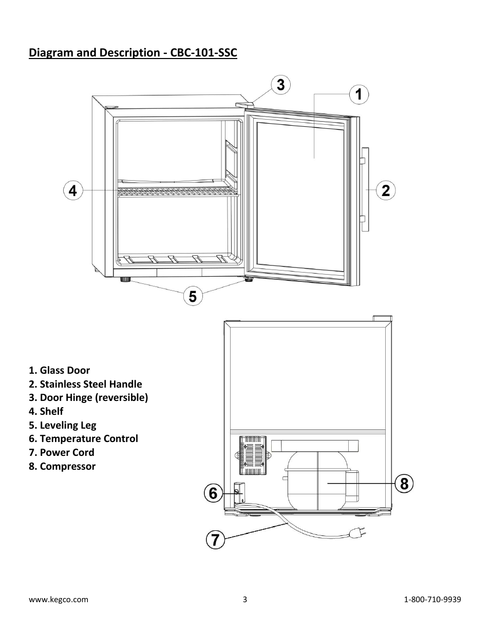 Diagram and description - cbc-101-ssc | Kegco CBC-101-SSC User Manual | Page 3 / 9