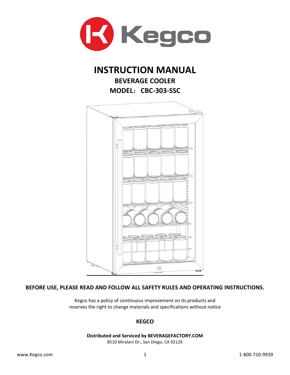 Kegco CBC-303-SSC User Manual | 9 pages