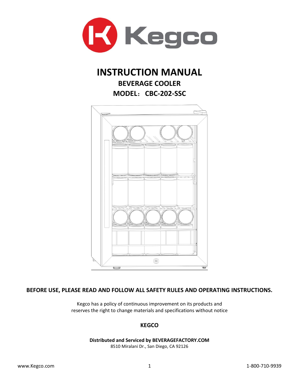 Kegco CBC-202-SSC User Manual | 9 pages