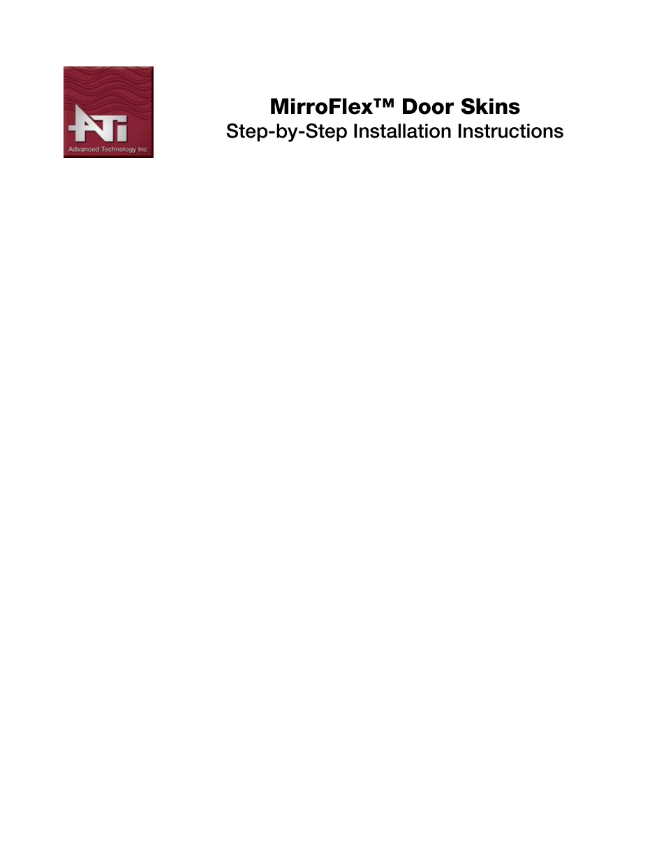 Advanced Technology MirroFlex Door Skins User Manual | 1 page