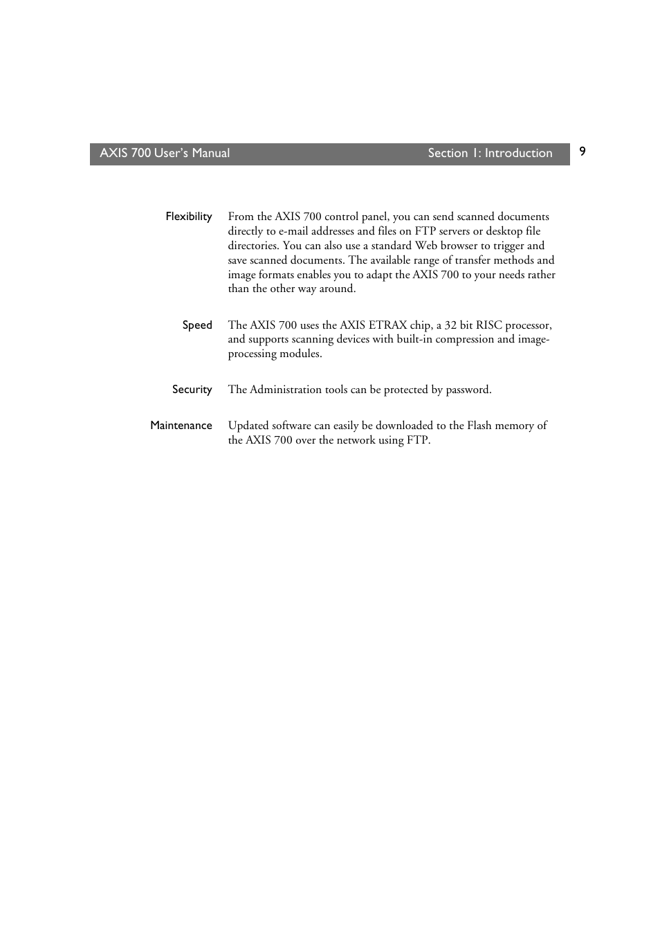 Axis Communications Axis Network Scan Server 700 User Manual | Page 10 / 104