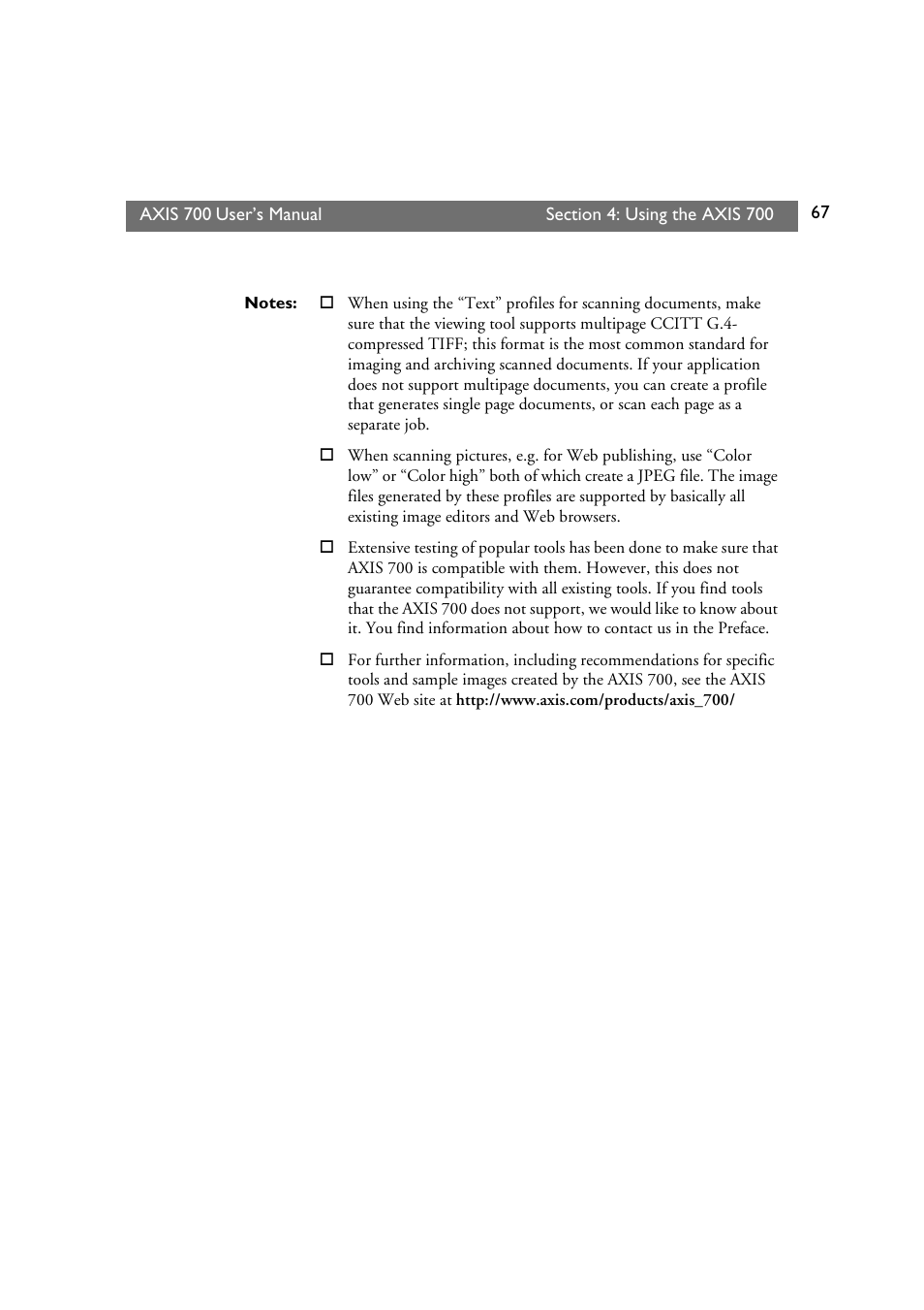 Axis Communications Axis Network Scan Server 700 User Manual | Page 68 / 104