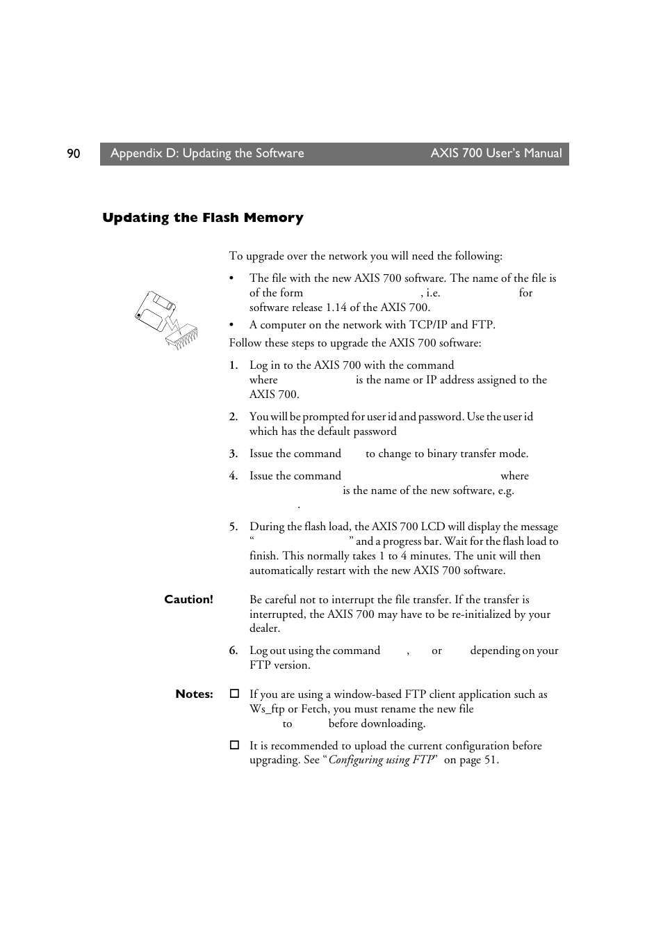 Updating the flash memory | Axis Communications Axis Network Scan Server 700 User Manual | Page 91 / 104