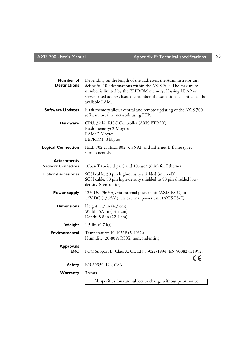 Axis Communications Axis Network Scan Server 700 User Manual | Page 96 / 104