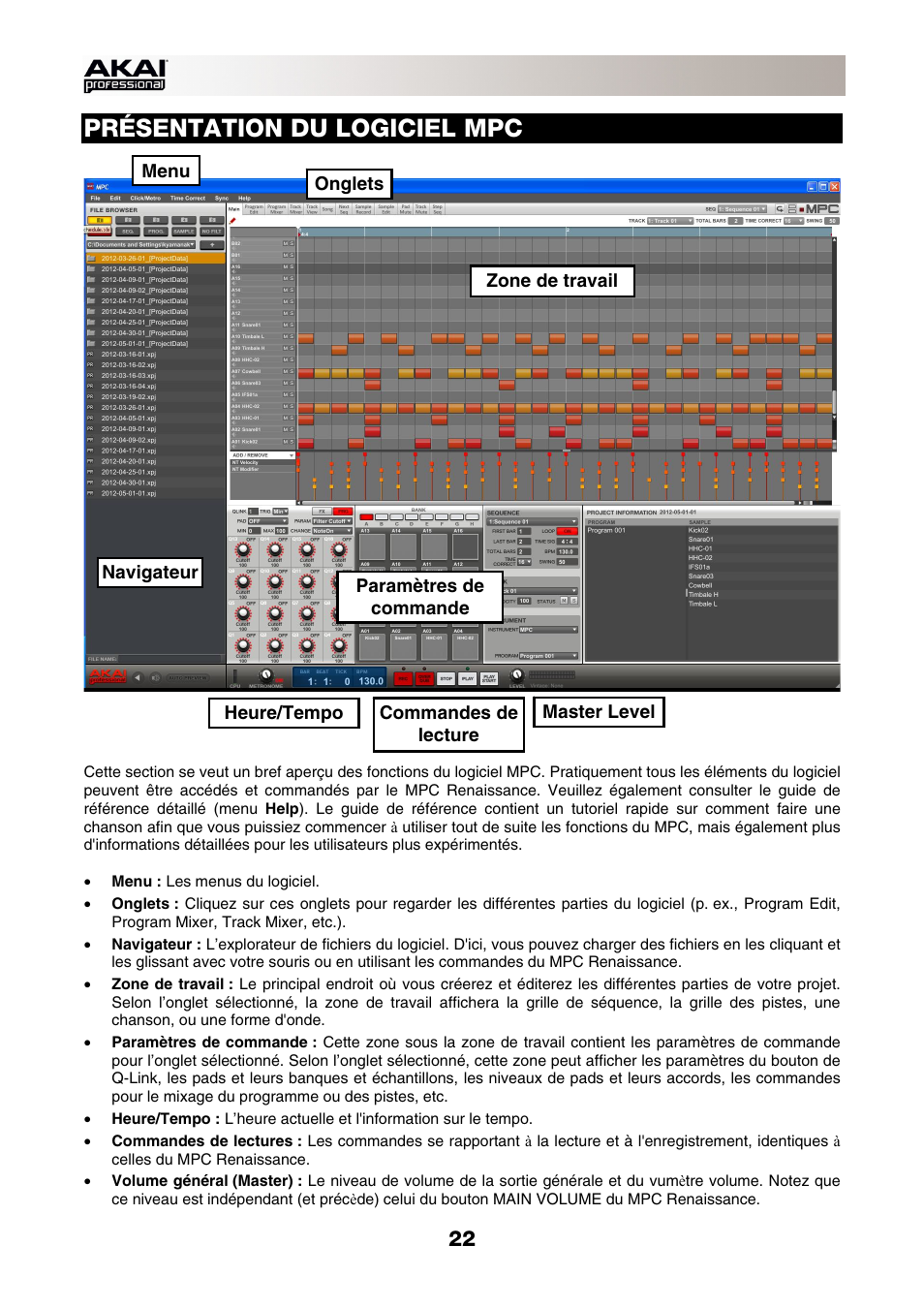 Présentation du logiciel mpc | Akai MPC-Renaissance User Manual | Page 22 / 50