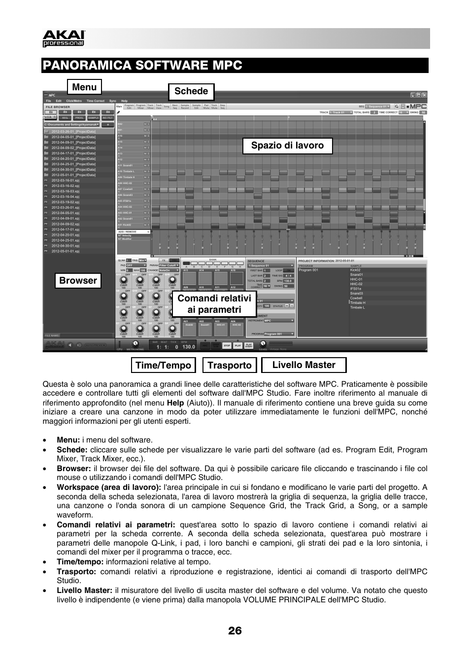 Panoramica software mpc | Akai MPC Studio User Manual | Page 26 / 40