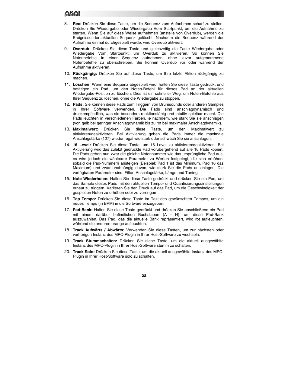 Akai MPC Element User Manual | Page 22 / 24