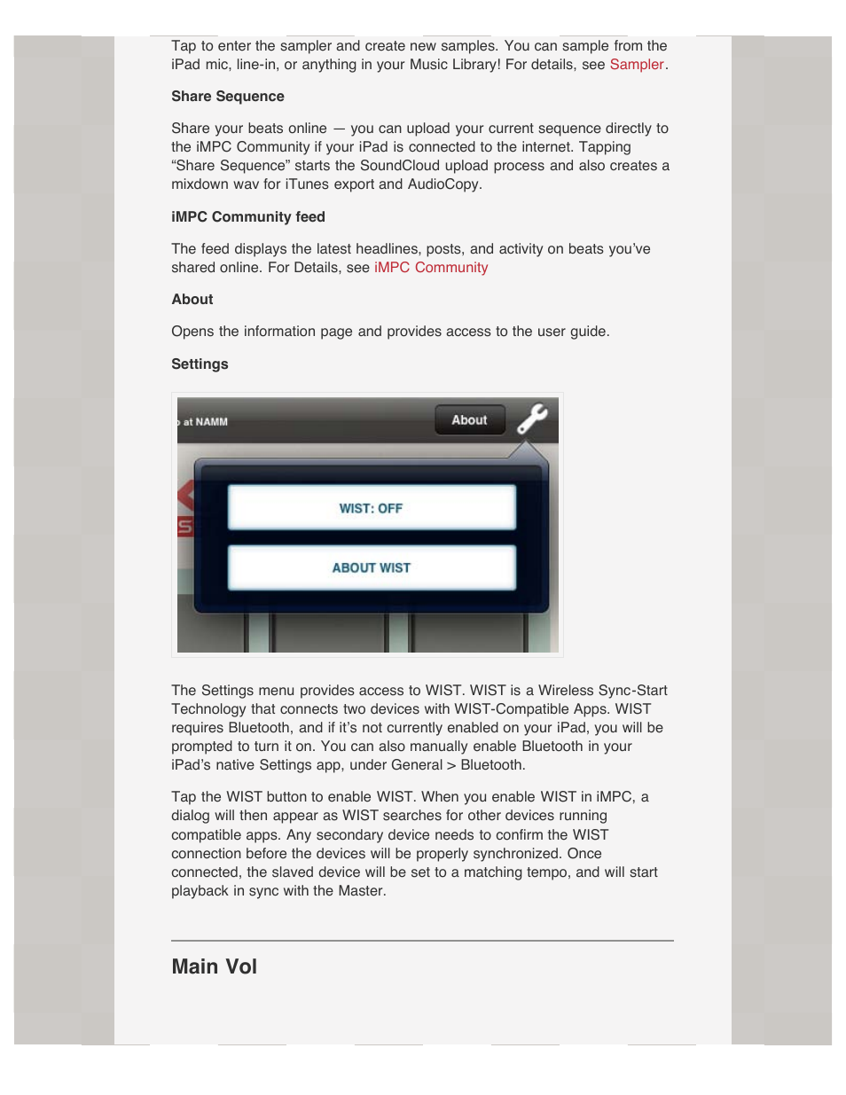 Main vol | Akai iMPC User Manual | Page 2 / 30