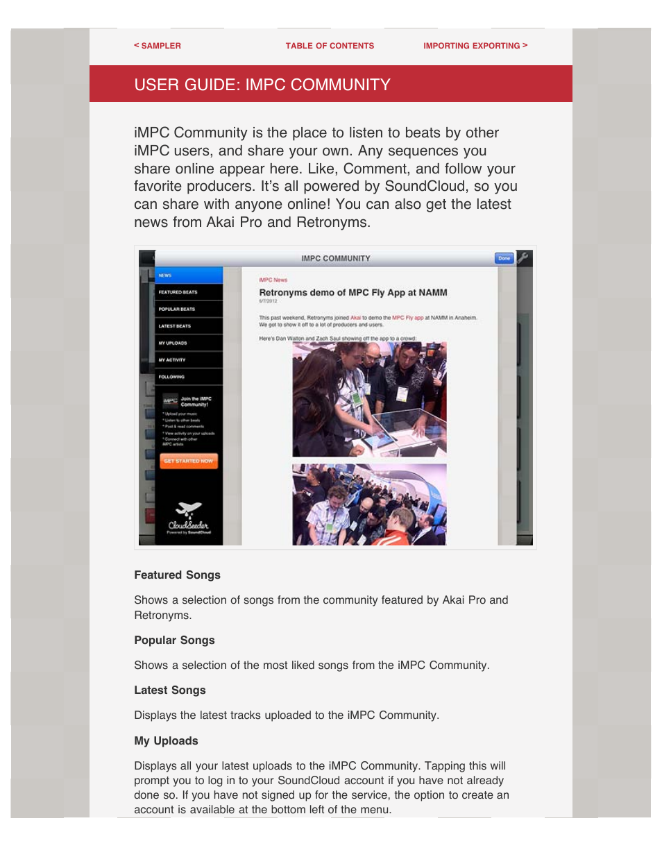 Impc community, Impc, Community | User guide: impc community | Akai iMPC User Manual | Page 27 / 30