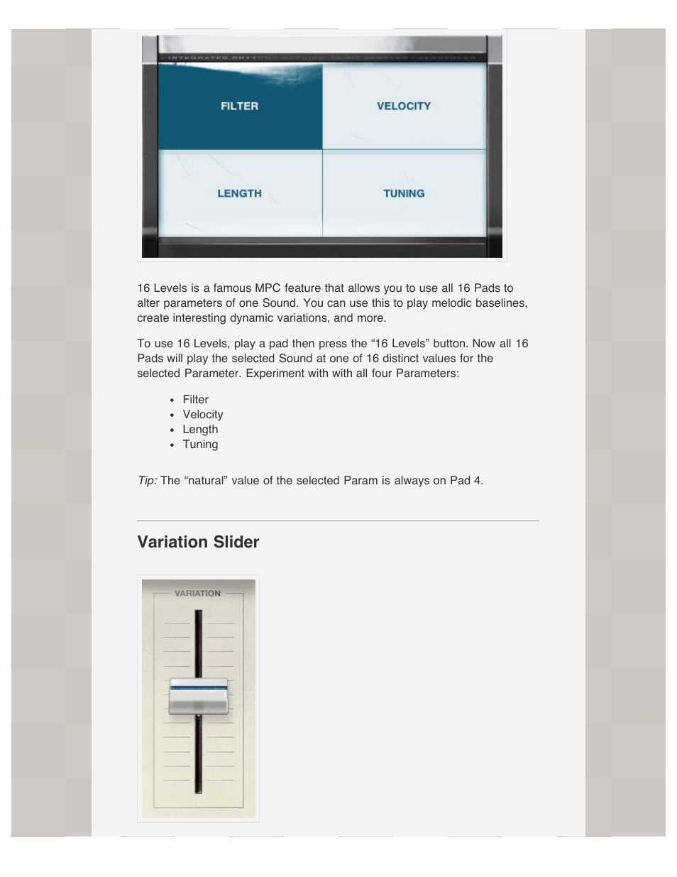 Variation slider | Akai iMPC User Manual | Page 7 / 30