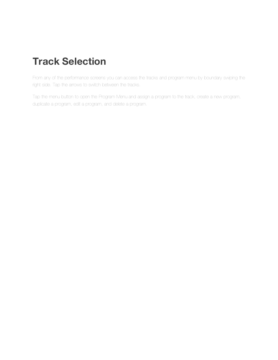 Impc iphone user guide: left boundary swipe, Track selection | Akai iMPC for-iPhone User Manual | Page 14 / 15