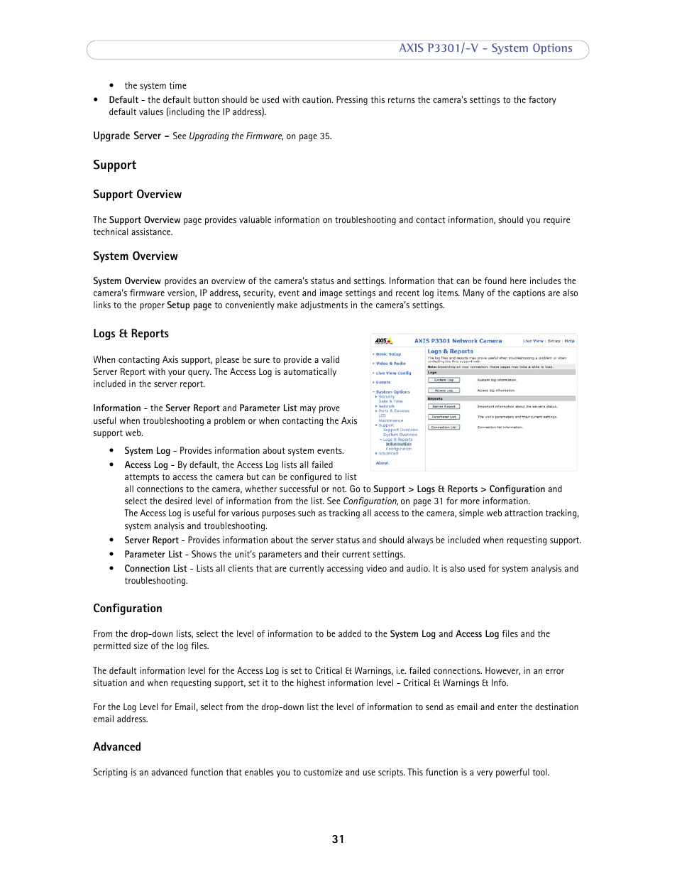 Support | Axis Communications Fixed Dome Network Camera AXIS P3301-V User Manual | Page 31 / 50