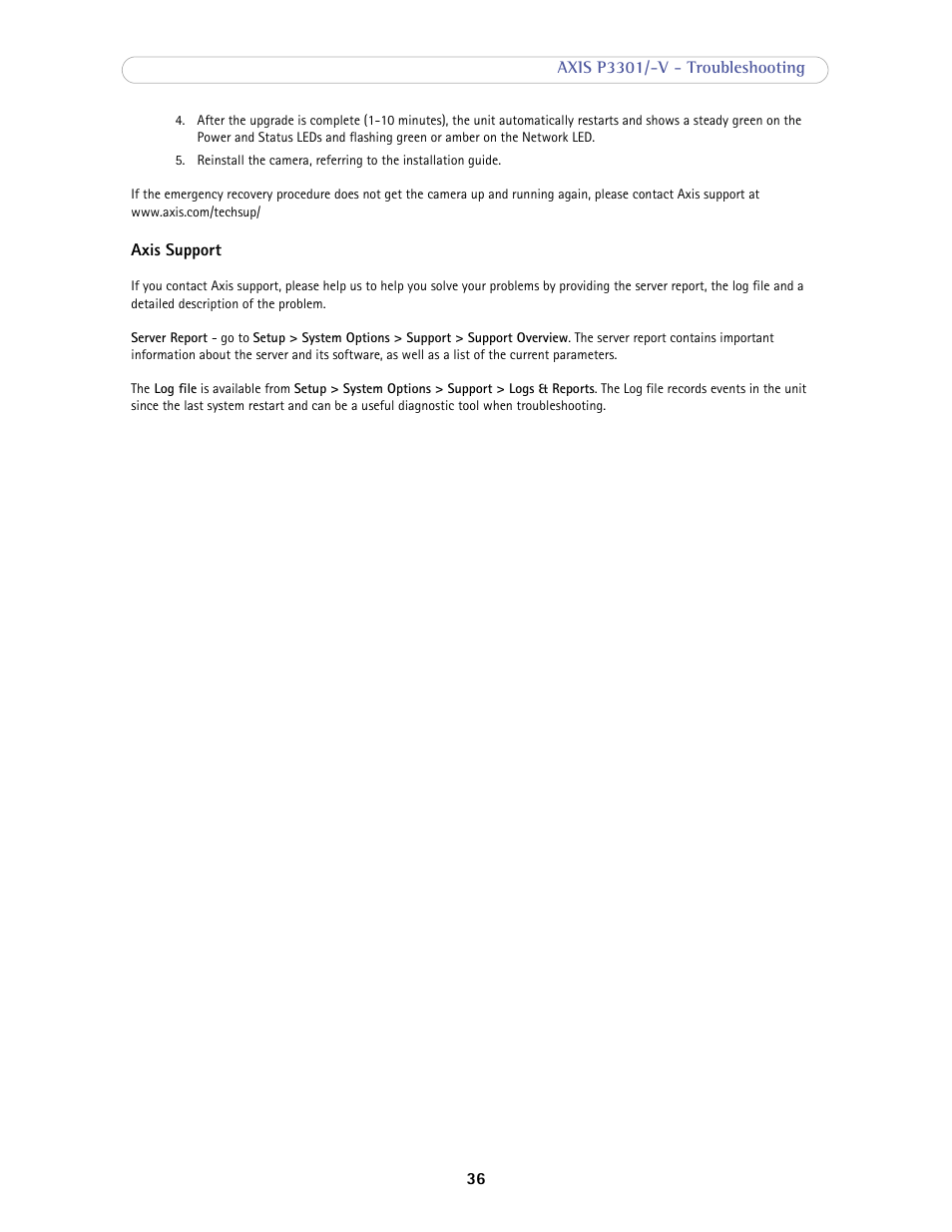 Axis Communications Fixed Dome Network Camera AXIS P3301-V User Manual | Page 36 / 50