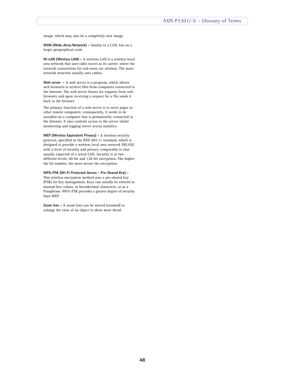 Axis Communications Fixed Dome Network Camera AXIS P3301-V User Manual | Page 48 / 50