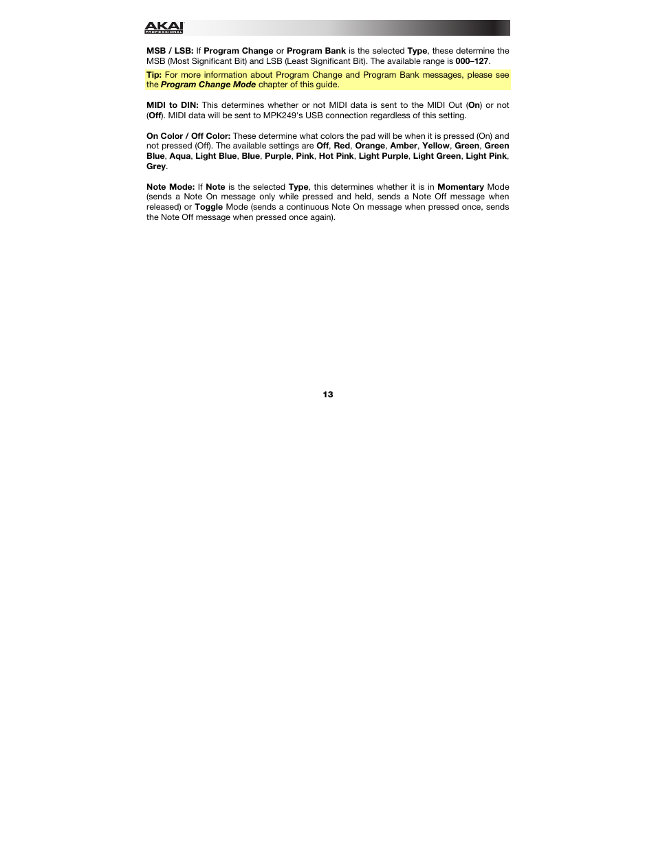 Akai MPK249 User Manual | Page 13 / 45