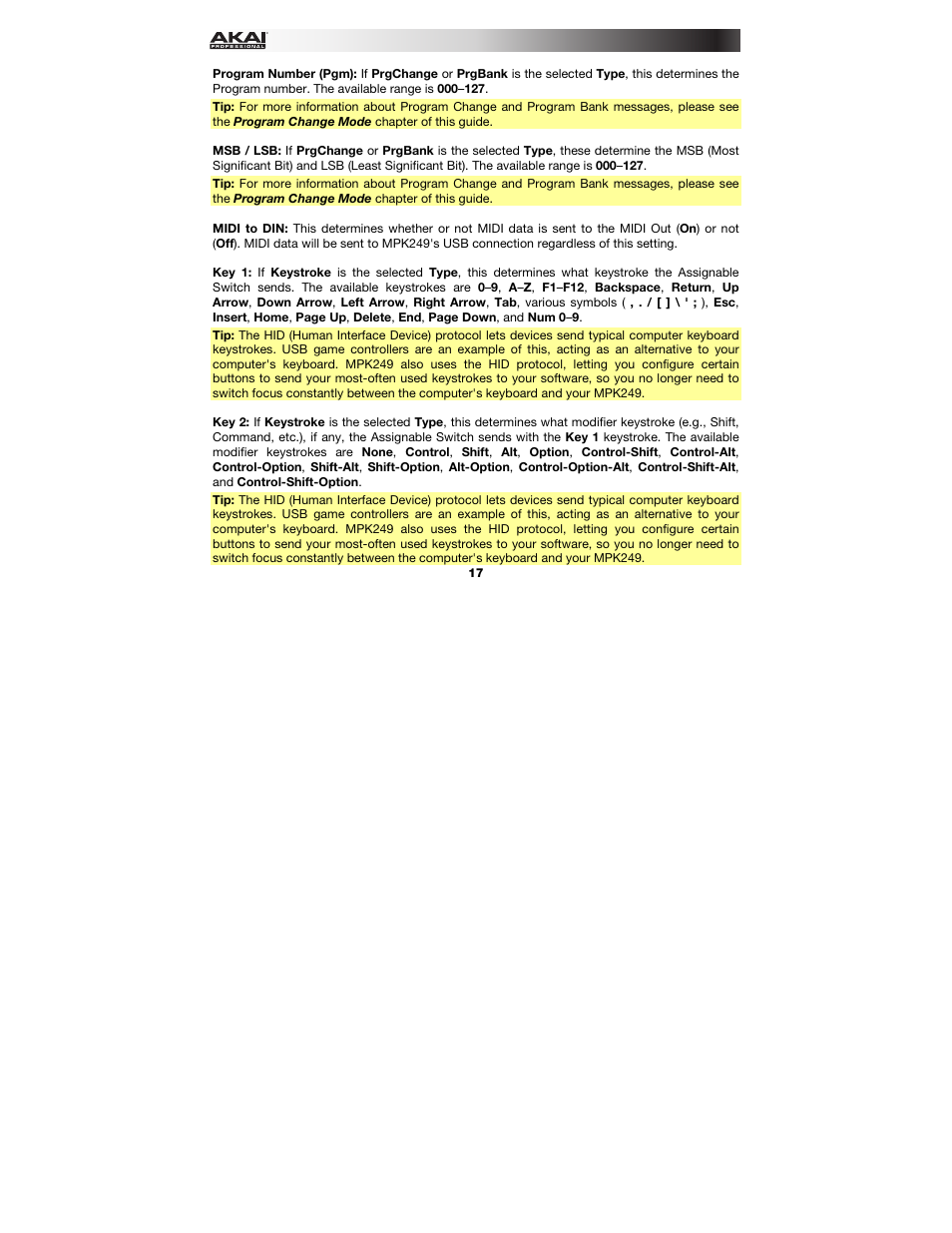 Akai MPK249 User Manual | Page 17 / 45