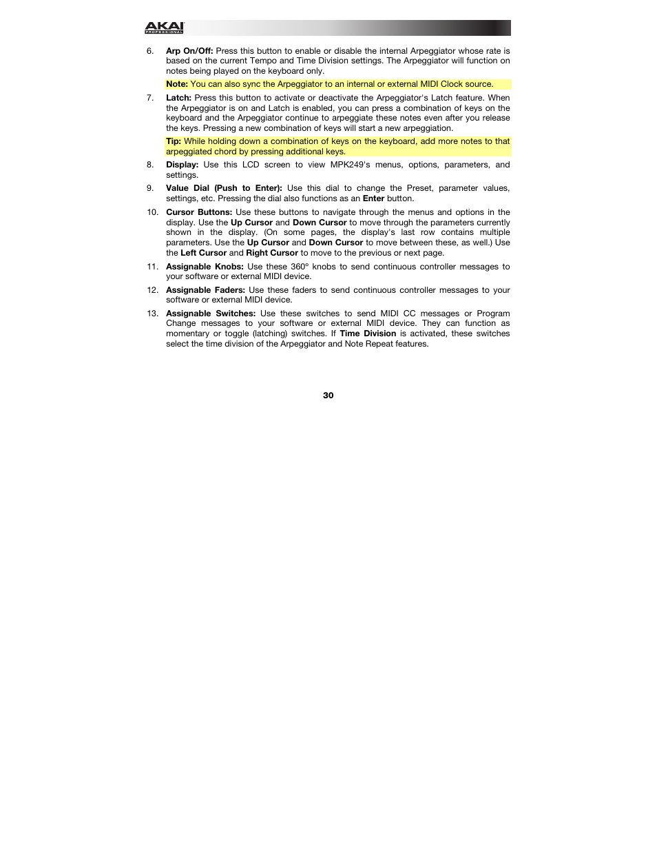 Akai MPK249 User Manual | Page 30 / 45