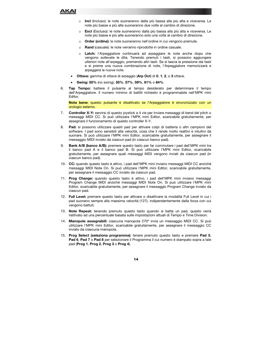 Akai MPK mini User Manual | Page 14 / 20