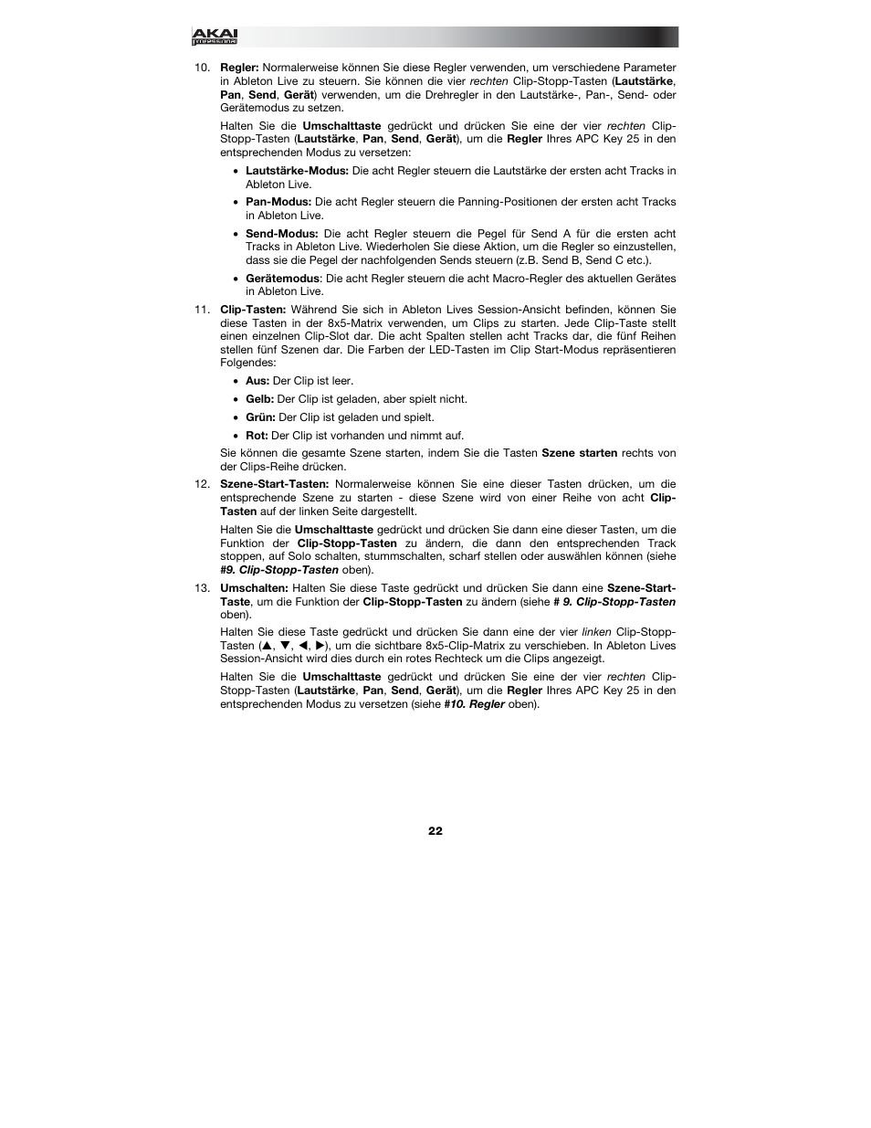 Akai APC Key 25 User Manual | Page 22 / 24