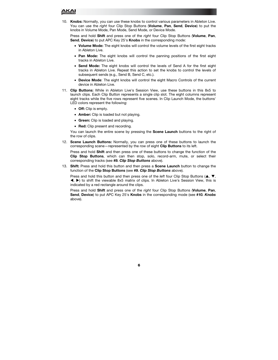 Akai APC Key 25 User Manual | Page 6 / 24