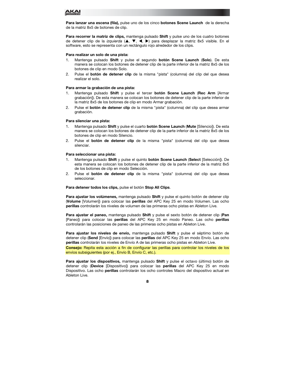 Akai APC Key 25 User Manual | Page 8 / 24