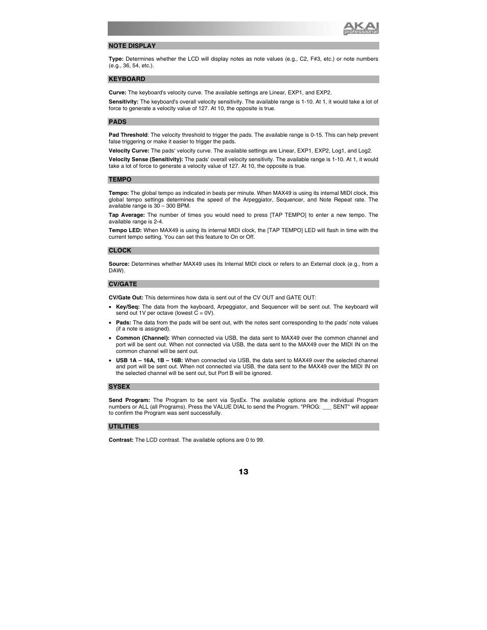 Akai max49 User Manual | Page 13 / 88