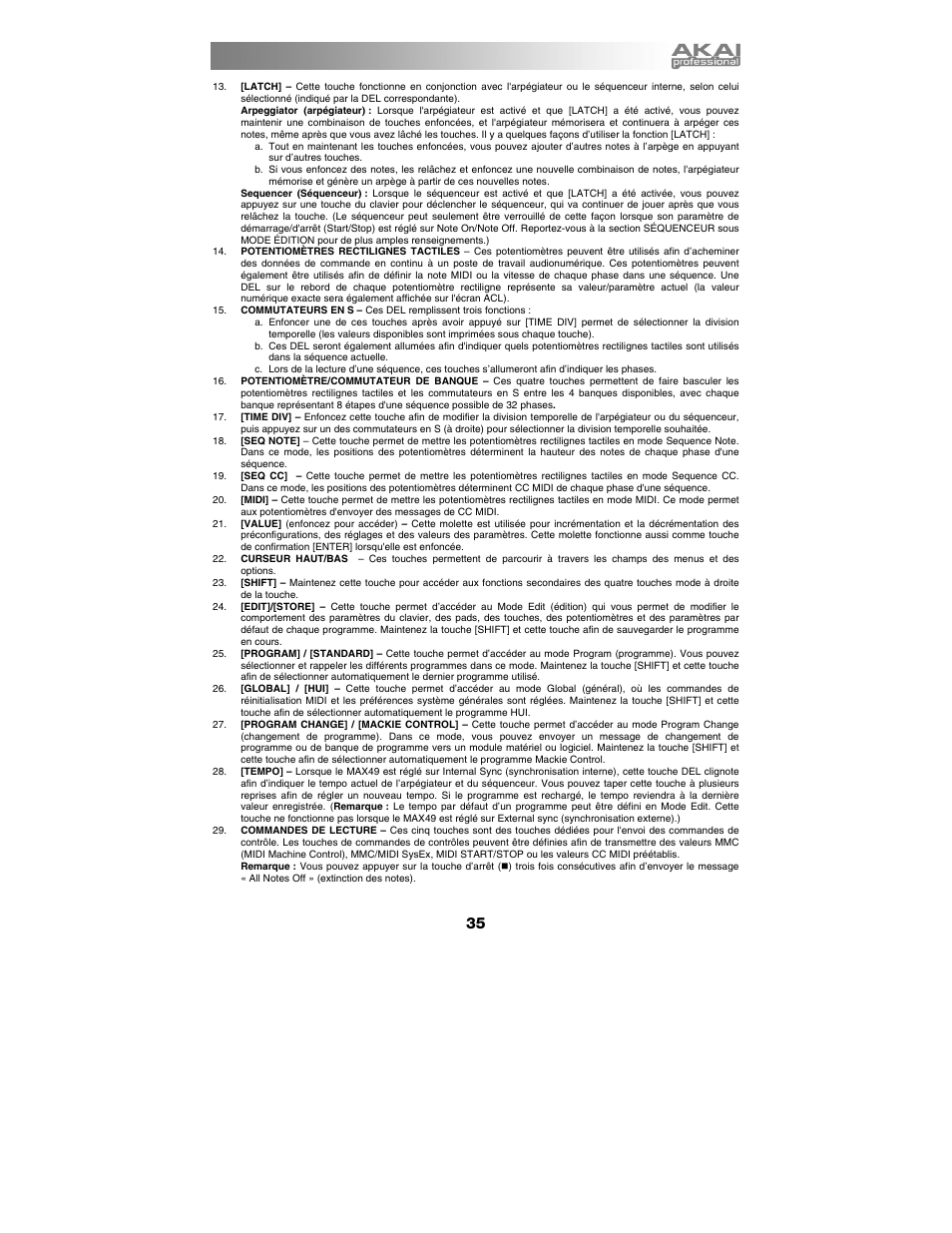 Akai max49 User Manual | Page 35 / 88