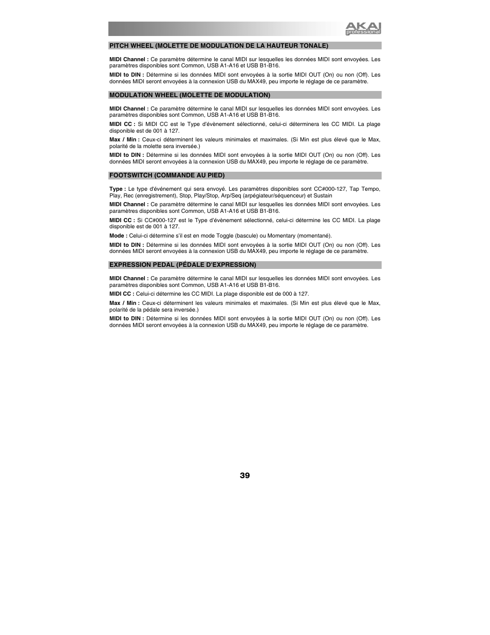 Akai max49 User Manual | Page 39 / 88
