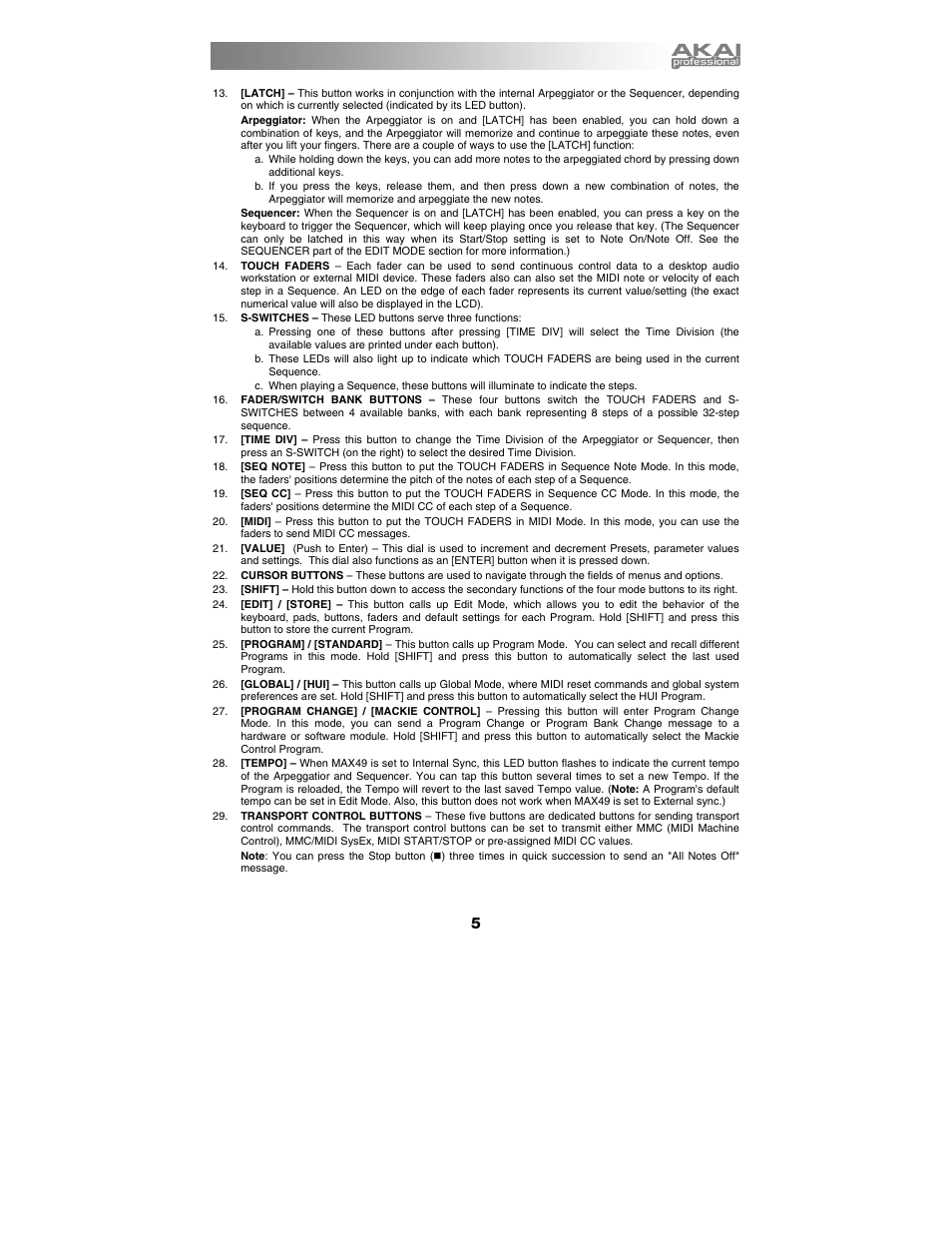 Akai max49 User Manual | Page 5 / 88