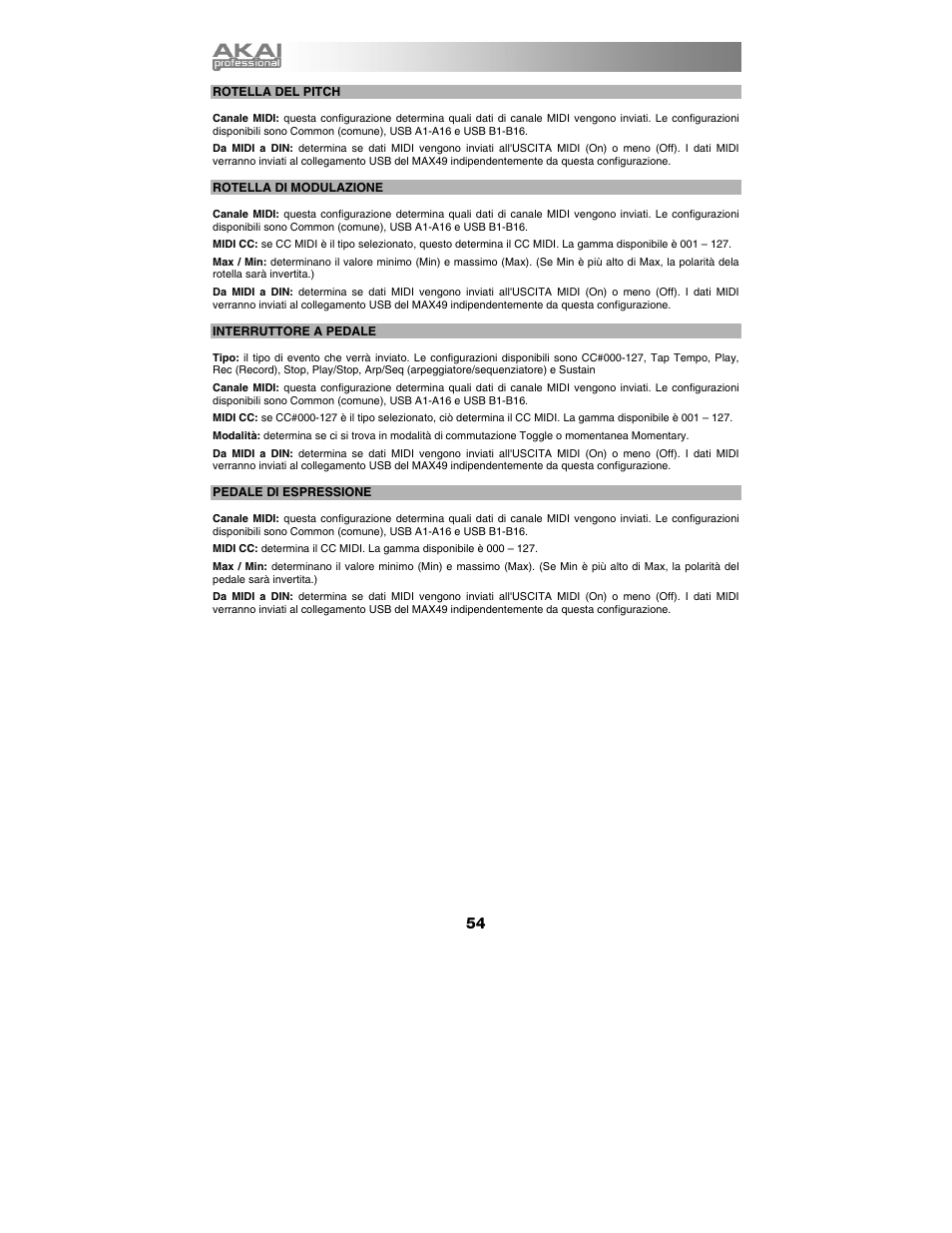 Akai max49 User Manual | Page 54 / 88