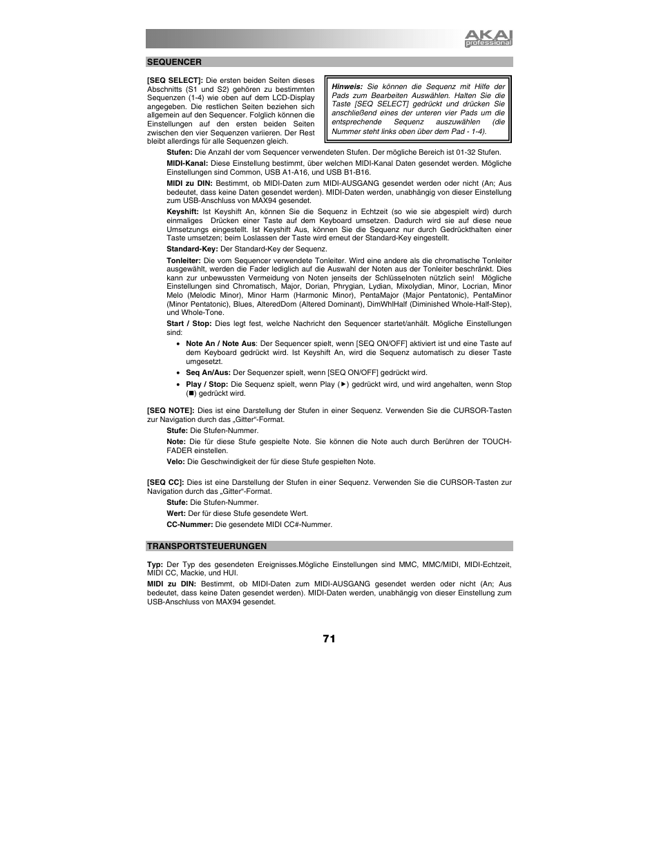 Akai max49 User Manual | Page 71 / 88