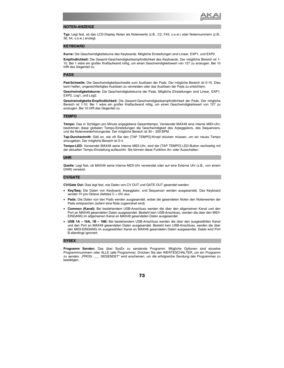 Akai max49 User Manual | Page 73 / 88