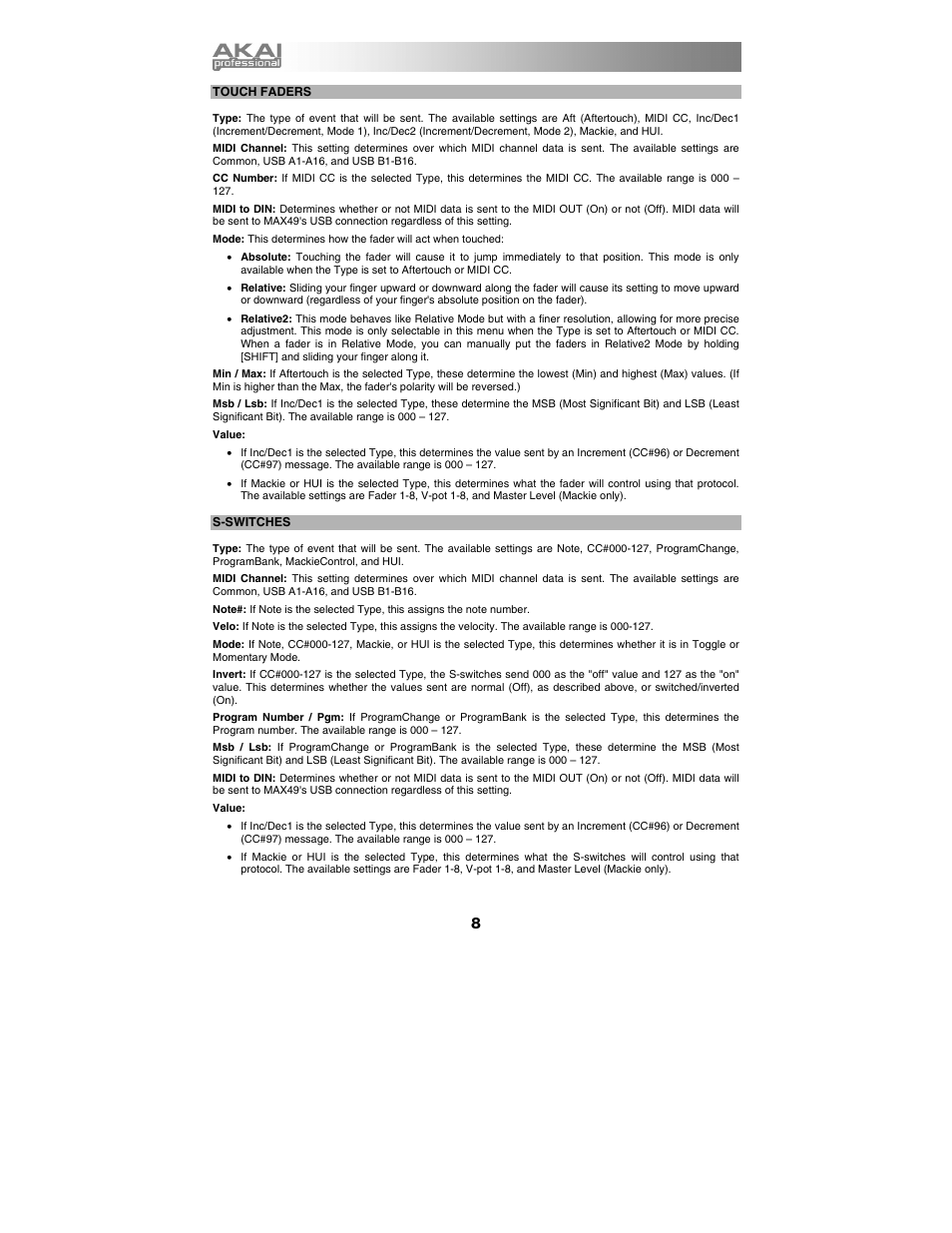 Akai max49 User Manual | Page 8 / 88