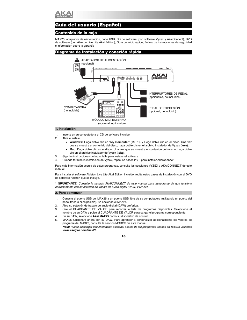 Akai max25 User Manual | Page 18 / 88