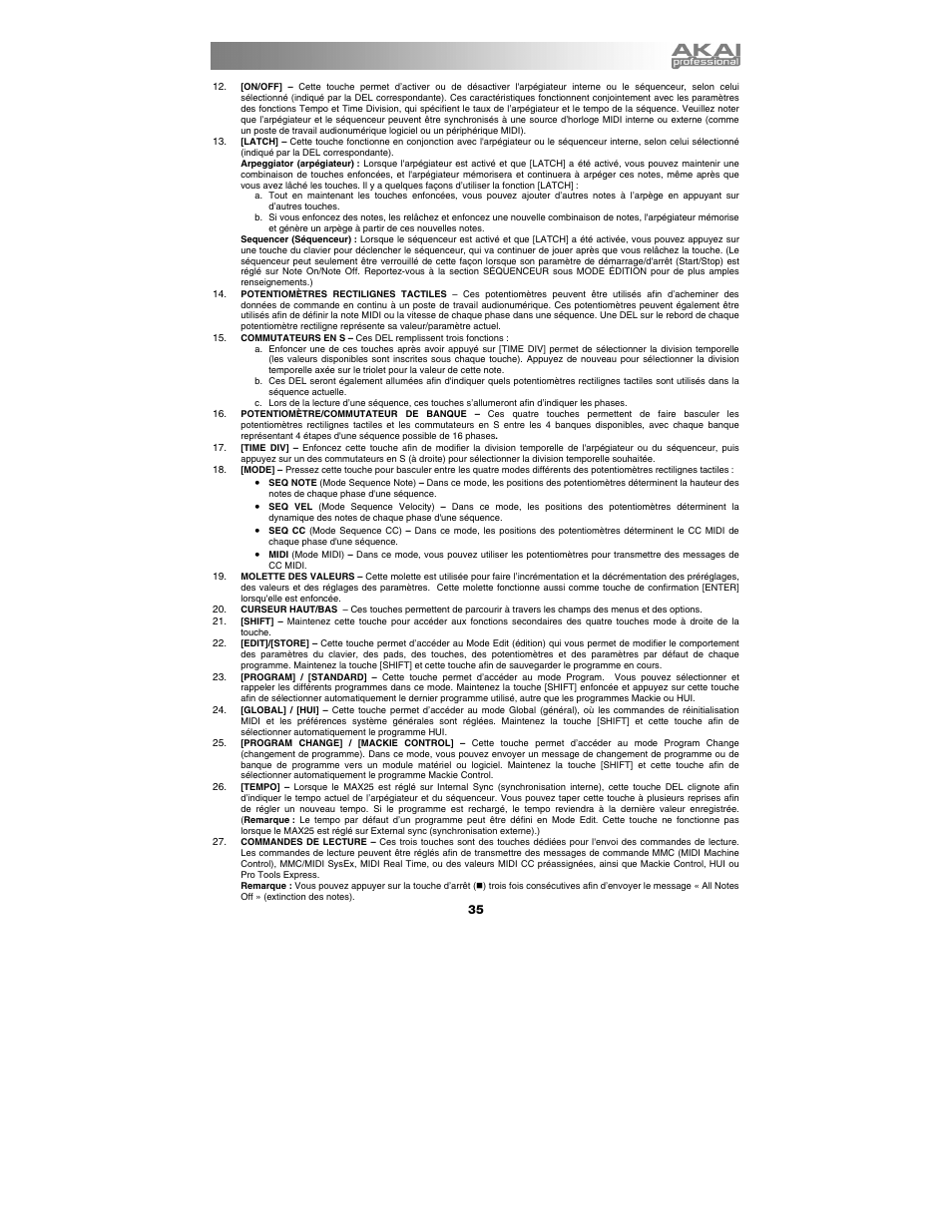 Akai max25 User Manual | Page 35 / 88