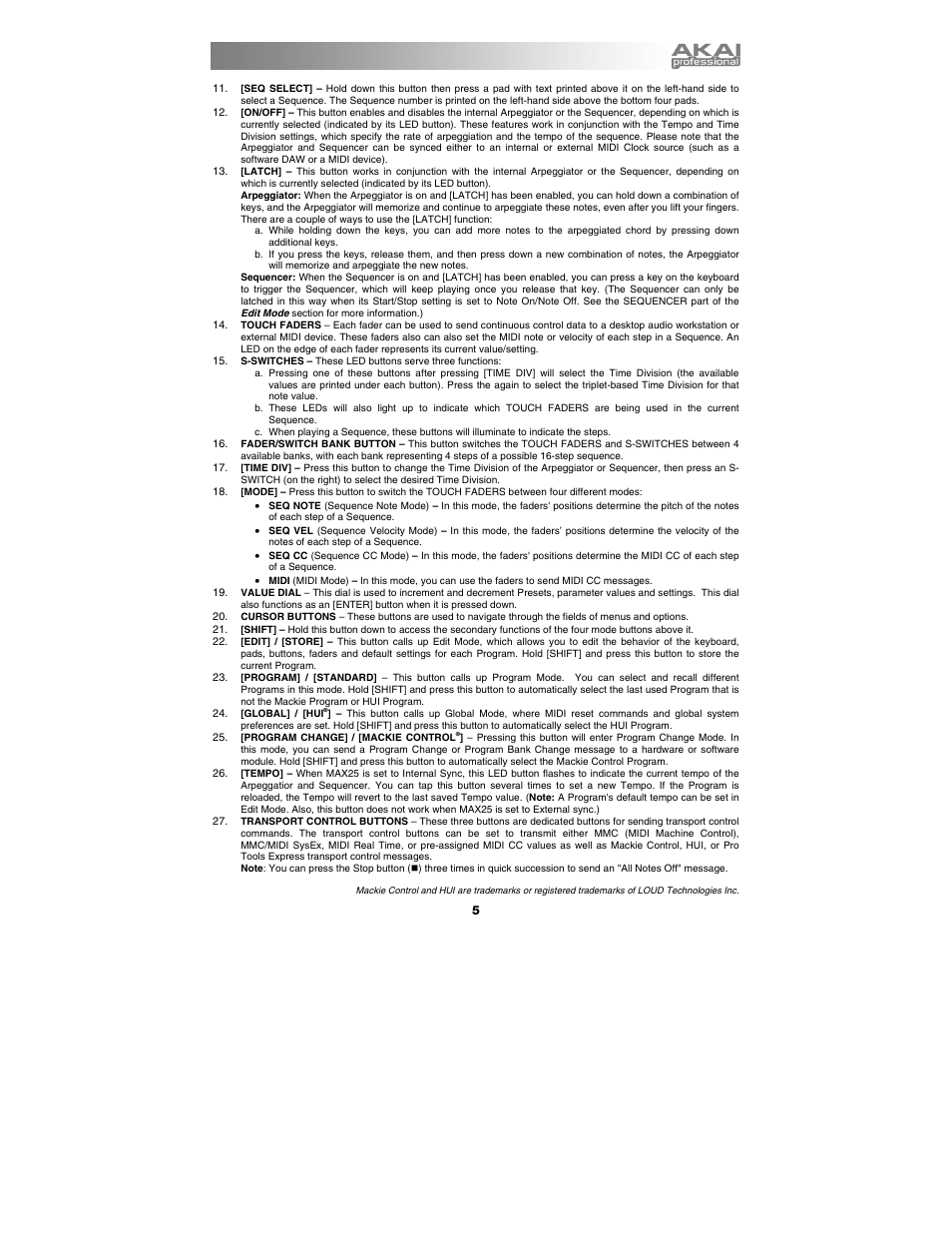 Akai max25 User Manual | Page 5 / 88