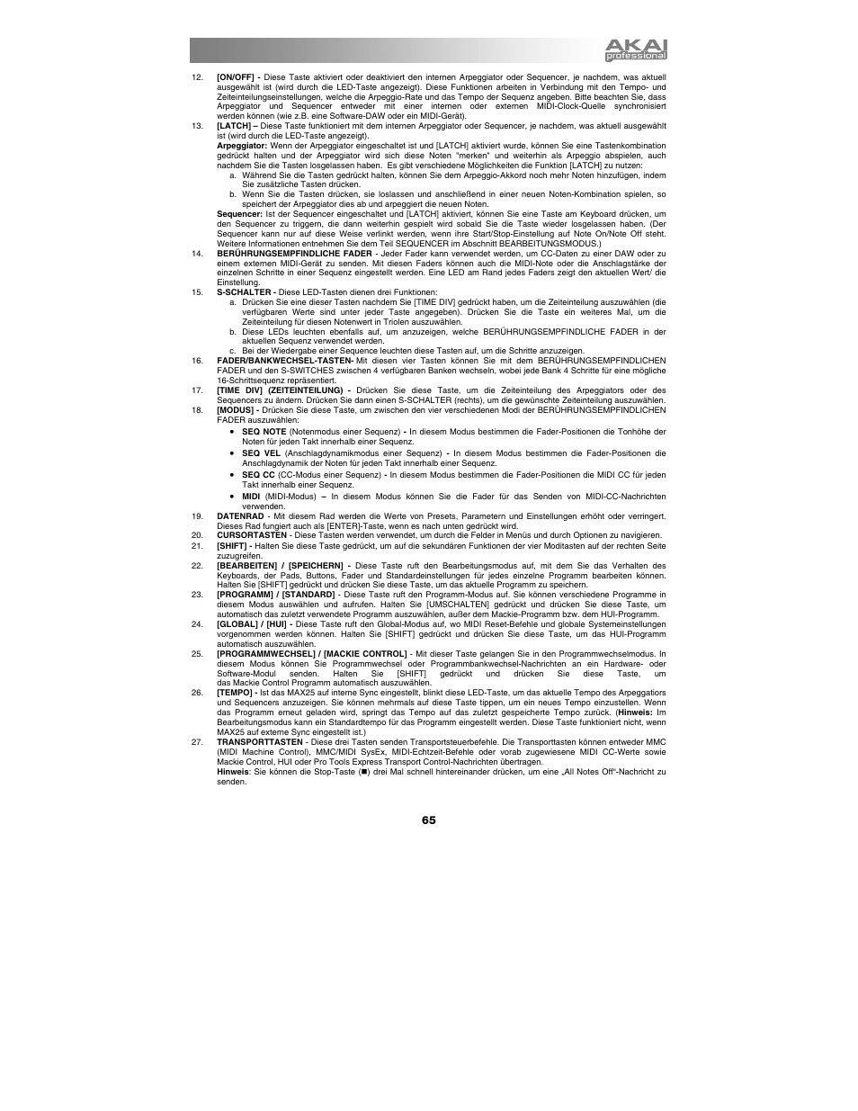 Akai max25 User Manual | Page 65 / 88