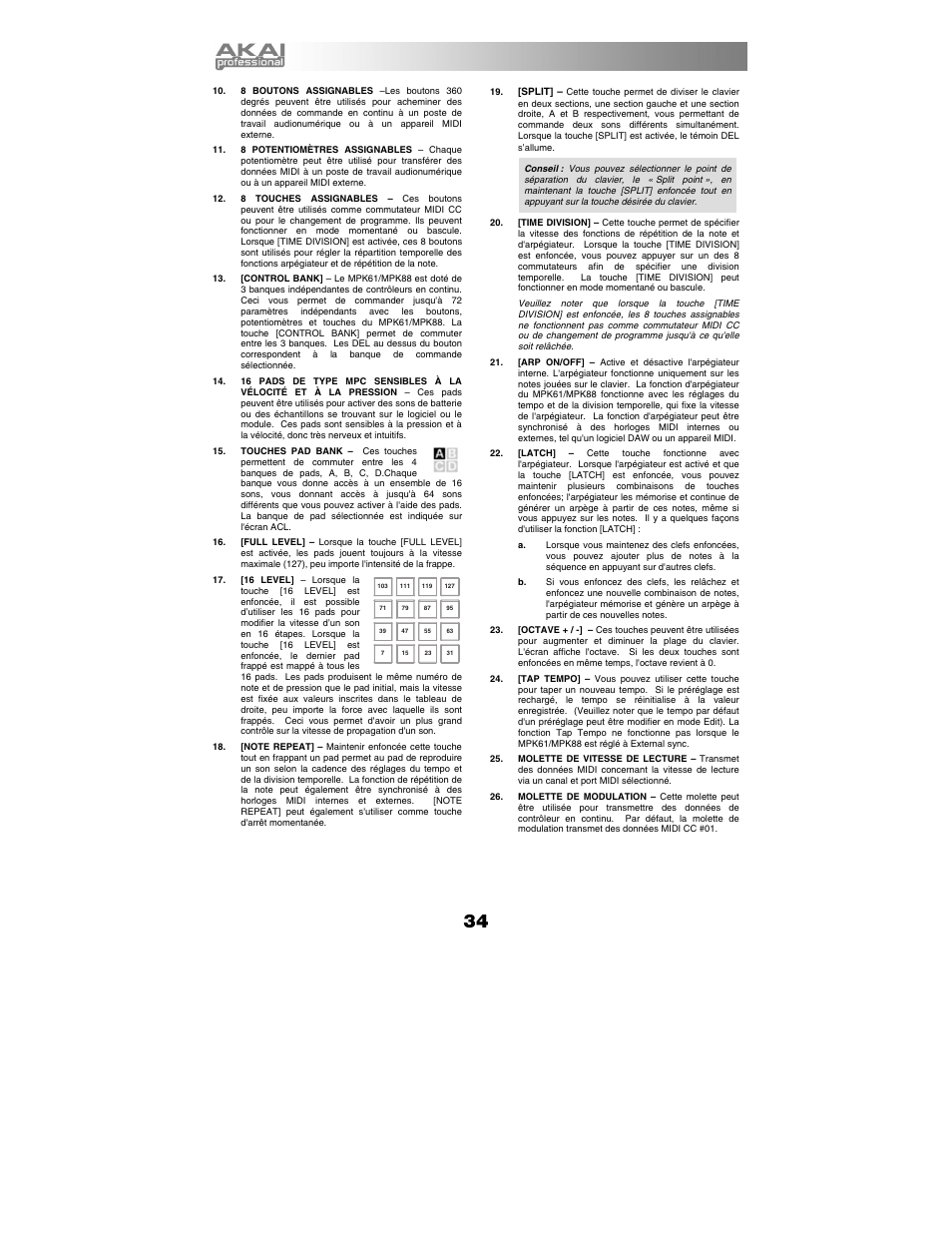Akai mpk61 User Manual | Page 34 / 72