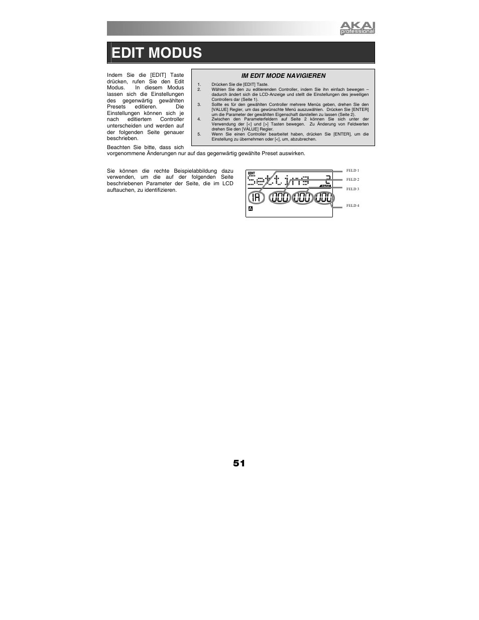 Edit modus | Akai mpk61 User Manual | Page 51 / 72
