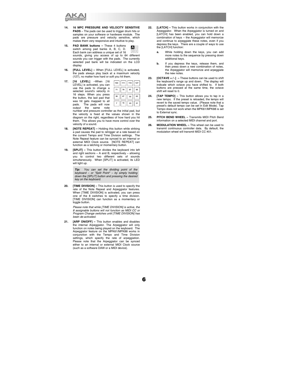 Akai mpk61 User Manual | Page 6 / 72