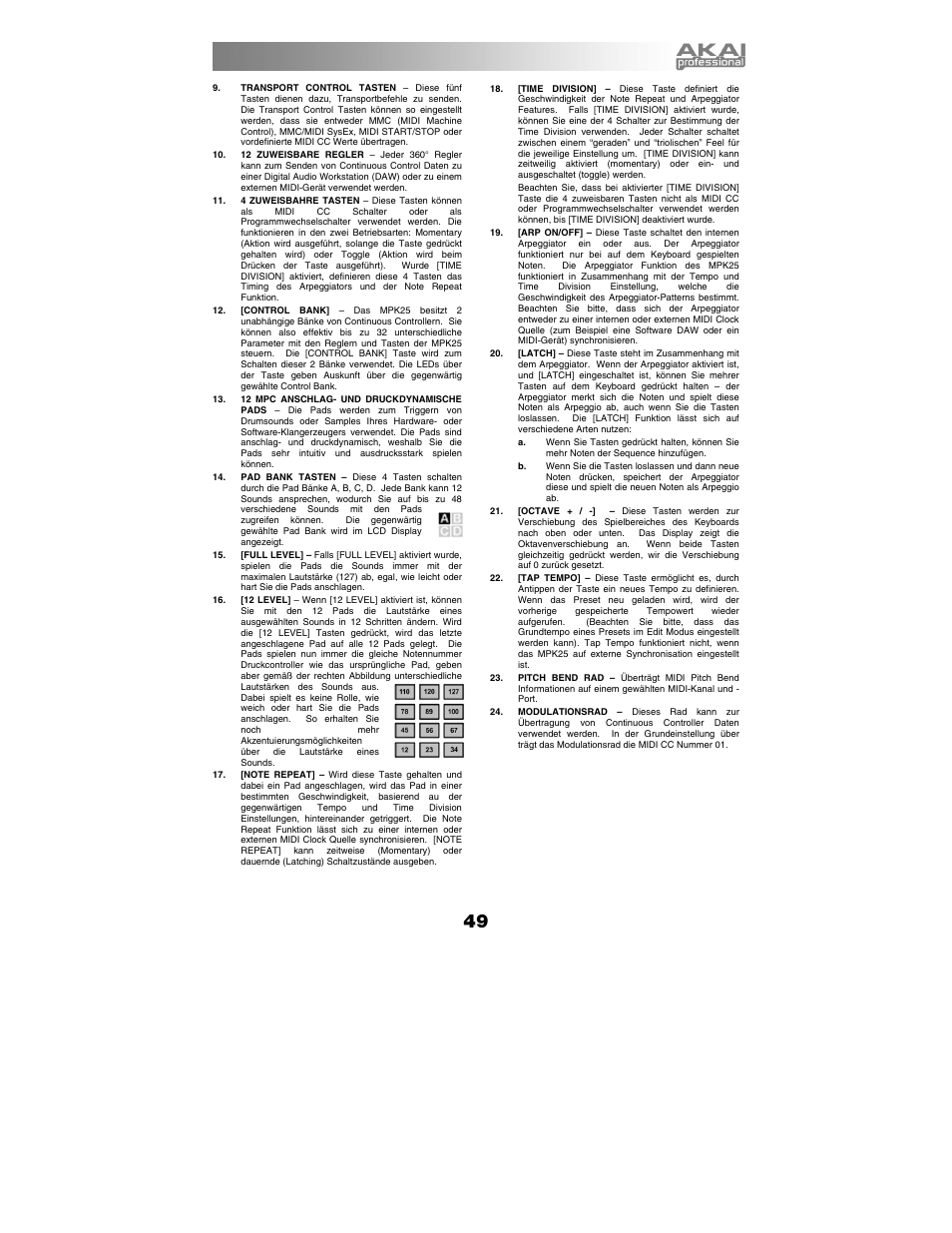 Akai mpk25 User Manual | Page 49 / 76