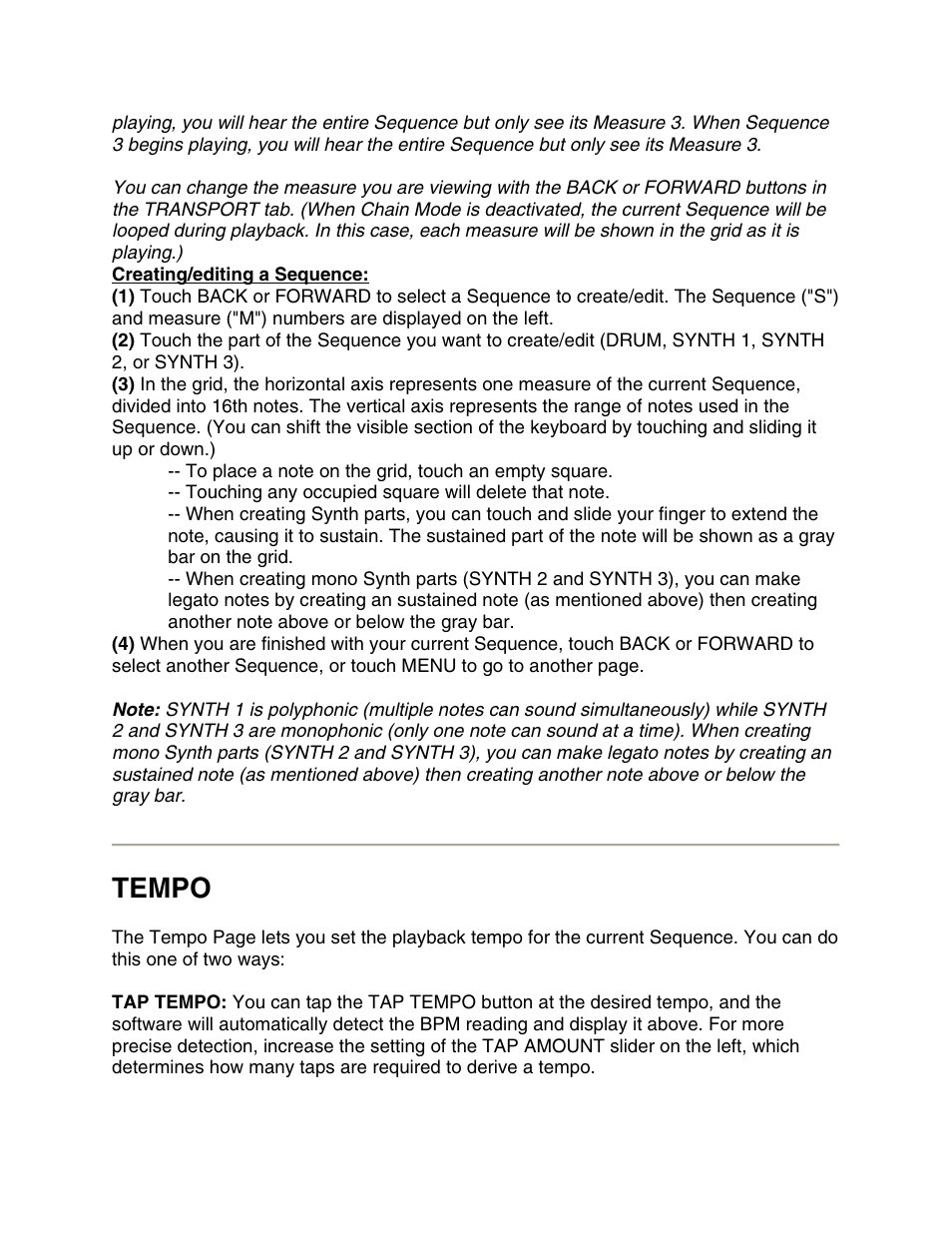 Tempo | Akai synthstation_studio User Manual | Page 9 / 11