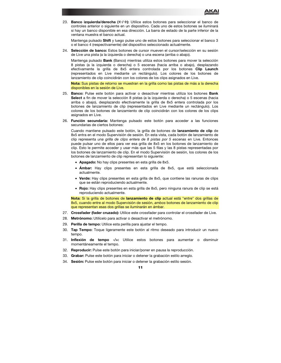 Akai APC40 User Manual | Page 11 / 28